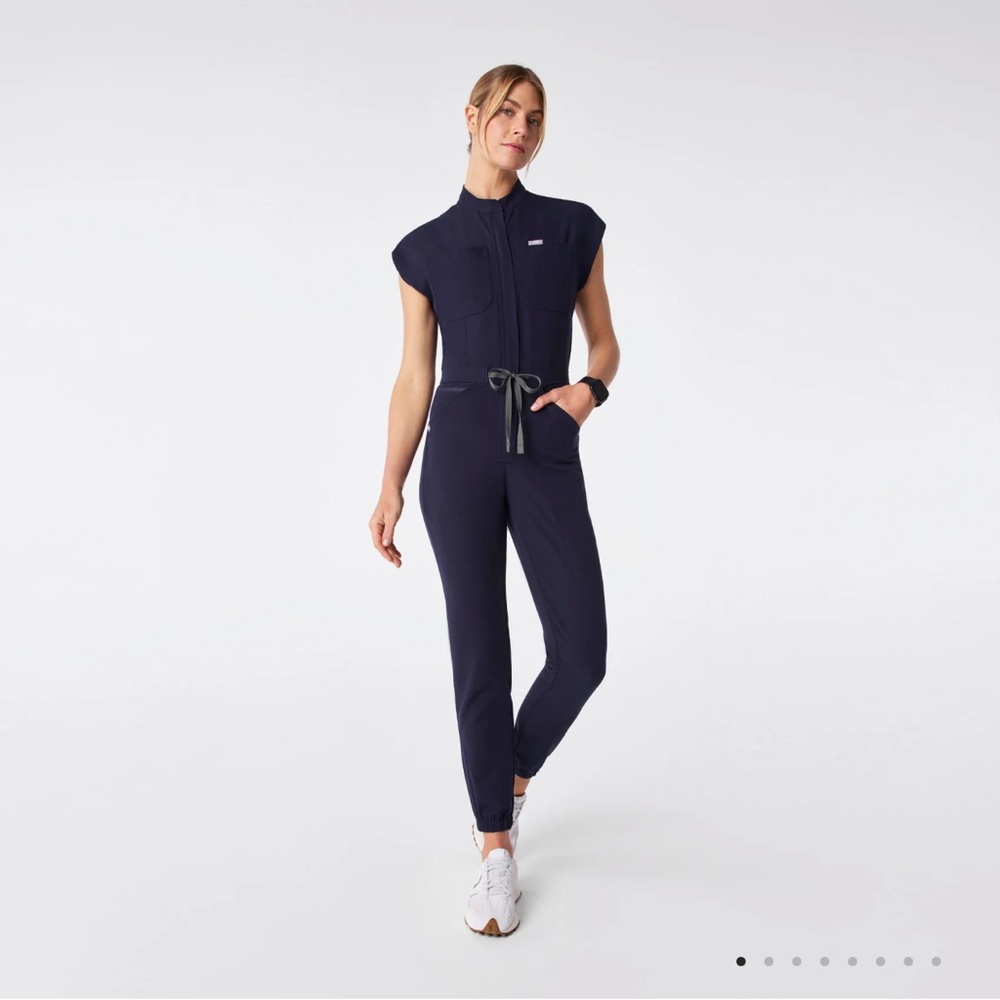Figs Rafaela Cargo Scrub Jumpsuit in Navy Medium